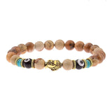 Amader Charm Buddha & Evil Eye 8mm Elastic Round Bright Black Stone Chakra Bracelets - Tania's Online Closet, LLC