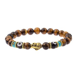 Amader Charm Buddha & Evil Eye 8mm Elastic Round Bright Black Stone Chakra Bracelets - Tania's Online Closet, LLC