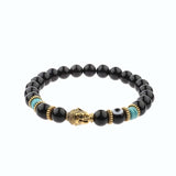 Amader Charm Buddha & Evil Eye 8mm Elastic Round Bright Black Stone Chakra Bracelets - Tania's Online Closet, LLC