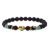 Amader Charm Buddha & Evil Eye 8mm Elastic Round Bright Black Stone Chakra Bracelets - Tania's Online Closet, LLC