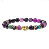 Amader Charm Buddha & Evil Eye 8mm Elastic Round Bright Black Stone Chakra Bracelets - Tania's Online Closet, LLC
