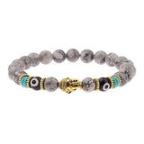 Amader Charm Buddha & Evil Eye 8mm Elastic Round Bright Black Stone Chakra Bracelets - Tania's Online Closet, LLC