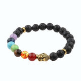 Amader Charm Buddha & Evil Eye 8mm Elastic Round Bright Black Stone Chakra Bracelets - Tania's Online Closet, LLC