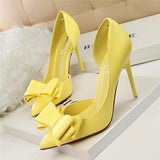 Women pumps sweet bowknot side women heels - Tania's Online Closet, LLC