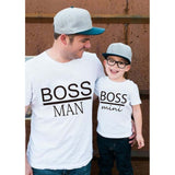 BOSS MAN and BOSS mini Little print Family Matching Father Son tees - Tania's Online Closet, LLC