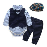 Baby Suits Boy Clothes Romper + Vest + Hat Formal Outfit - Tania's Online Closet, LLC