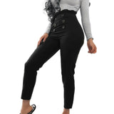 Women High Waist Sexy Button Raise Hip Casual Trousers - Tania's Online Closet, LLC