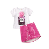 CANIS Summer Toddler kids Baby Girl Short Sleeve 3D Flower Fashion Outfits 2021 - Tania's Online Closet, LLC