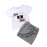 Children Set Short Sleeves Tops T-shirt Denim Skirt Set 1-6Y - Tania's Online Closet, LLC