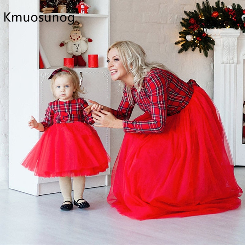 Christmas Mother Daughter Dresses Mommy and Me Family Matching Outfits