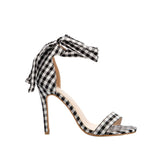 Classic Sandals Women Shoes Scottish Plaid High Heels Cross-Tied Ladies Shoes Ankle Strap High Heel - Tania's Online Closet, LLC
