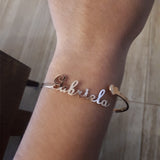 Double Layer Nameplate Bangle Personalized Custom Cuff Bangles - Tania's Online Closet, LLC