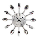 Cutlery Metal Kitchen Wall Clock Spoon Fork Creative Quartz Wall Mounted Clocks Modern Design - Tania's Online Closet, LLC