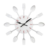 Cutlery Metal Kitchen Wall Clock Spoon Fork Creative Quartz Wall Mounted Clocks Modern Design - Tania's Online Closet, LLC