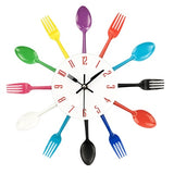 Cutlery Metal Kitchen Wall Clock Spoon Fork Creative Quartz Wall Mounted Clocks Modern Design - Tania's Online Closet, LLC