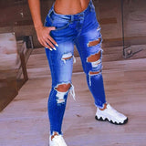 Denim Jeans Women Ripped Hole Stretch Jean - Tania's Online Closet, LLC