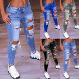 Denim Jeans Women Ripped Hole Stretch Jean - Tania's Online Closet, LLC