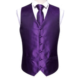 Designer Mens Classic Black Paisley Jacquard Silk Waistcoat Vests Handkerchief Tie Vest Suit Pocket Square Set - Tania's Online Closet, LLC