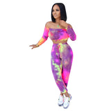 Tie Dye Print Women Sport Two Piece Set Tracksuit - Tania's Online Closet, LLC
