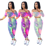 Tie Dye Print Women Sport Two Piece Set Tracksuit - Tania's Online Closet, LLC