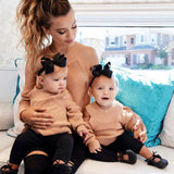 Mother Daughter Matching  Off Shoulder Blouse Sweater - Tania's Online Closet, LLC