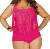 Plus Size Bikini Set Women Swimsuit Retro Push Up Tassel High Waist - Tania's Online Closet, LLC