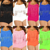 Plus Size Bikini Set Women Swimsuit Retro Push Up Tassel High Waist - Tania's Online Closet, LLC