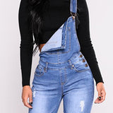 Jeans overall Female Hole Slimming Washed Denim skinny Jeans - Tania's Online Closet, LLC