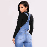Jeans overall Female Hole Slimming Washed Denim skinny Jeans - Tania's Online Closet, LLC
