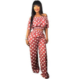 Fashion Women  Polka Dot Loose Two Piece Slash Neck Casual Outfits - Tania's Online Closet, LLC
