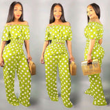 Fashion Women  Polka Dot Loose Two Piece Slash Neck Casual Outfits - Tania's Online Closet, LLC
