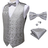 Formal Dress Wedding Suit Vest- Formal Business Men Tuxedo Waistcoat Vest - Bow Tie- Set - Tania's Online Closet, LLC