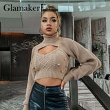 2 piece set women autumn winter turtleneck crop sweaters - Tania's Online Closet, LLC