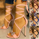 Glitter Rhinestones Women Pumps Bowknot Bandage Women Sandals - Tania's Online Closet, LLC