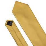 Gold Solid Tie Set Silk Tie For Men Business Gift Party Necktie Handkerchief Cravat Barry.Wang Fashion Designer Tie Set - Tania's Online Closet, LLC
