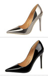 Gold, Silver & Black Thin Heel New Arrival Pumps - Tania's Online Closet, LLC