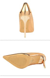Gold, Silver & Black Thin Heel New Arrival Pumps - Tania's Online Closet, LLC