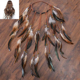 Feather Hair Band Bohemian Elastic Gypsy Festival Headband Women's Fashion - Tania's Online Closet, LLC