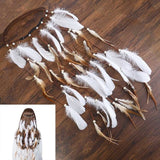 Feather Hair Band Bohemian Elastic Gypsy Festival Headband Women's Fashion - Tania's Online Closet, LLC