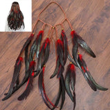 Feather Hair Band Bohemian Elastic Gypsy Festival Headband Women's Fashion - Tania's Online Closet, LLC