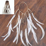 Feather Hair Band Bohemian Elastic Gypsy Festival Headband Women's Fashion - Tania's Online Closet, LLC