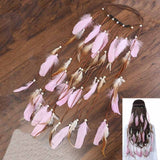 Feather Hair Band Bohemian Elastic Gypsy Festival Headband Women's Fashion - Tania's Online Closet, LLC
