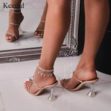 2020 New fashion rhinestone transparent high heels square toe - Tania's Online Closet, LLC