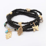 Kabbalah Fatima Hamsa Hand Blue Evil Eye Charms Bracelets  Turkish Pulseras - Tania's Online Closet, LLC
