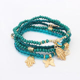 Kabbalah Fatima Hamsa Hand Blue Evil Eye Charms Bracelets  Turkish Pulseras - Tania's Online Closet, LLC