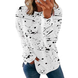 Large Size Graffiti Printing Women shirts Fashion Long Sleeve O-Neck Over Sized - Tania's Online Closet, LLC