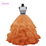 Luxury Crystals Two Pieces Ball Gown O-Neck Beaded Open Back Pageant Gown - Tania's Online Closet, LLC
