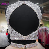 Luxury Crystals Two Pieces Ball Gown O-Neck Beaded Open Back Pageant Gown - Tania's Online Closet, LLC