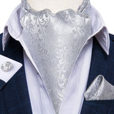 Luxury Gold Plaid Check 100% Silk Men Vintage Ascot Tie Hanky Cufflinks 3Pcs Set - Tania's Online Closet, LLC