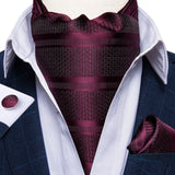 Luxury Gold Plaid Check 100% Silk Men Vintage Ascot Tie Hanky Cufflinks 3Pcs Set - Tania's Online Closet, LLC
